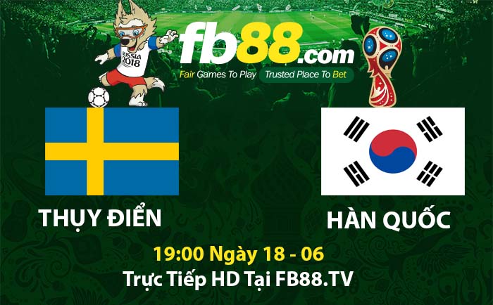 Soi kèo World Cup 2018-Thuy Điển vs Hàn Quốc- nhà cái uy tín FB88.COM