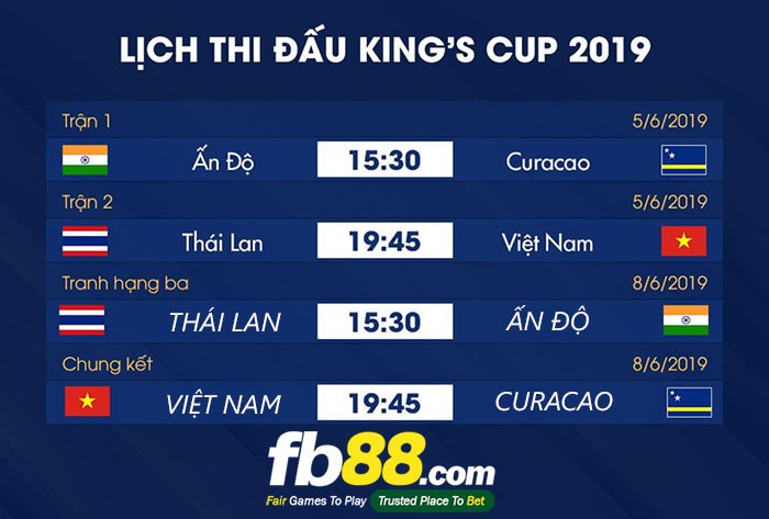 lịch thi đấu king cup việt nam vs thái lan