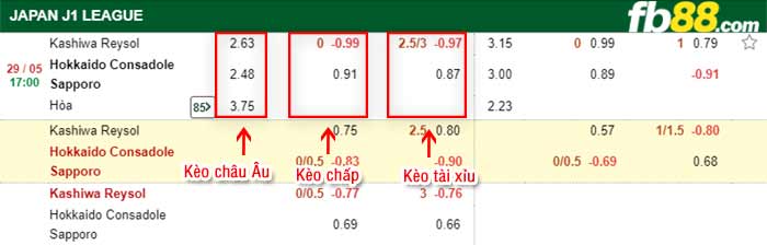 fb88-bảng kèo trận đấu Kashiwa Reysol vs Consadole Sapporo