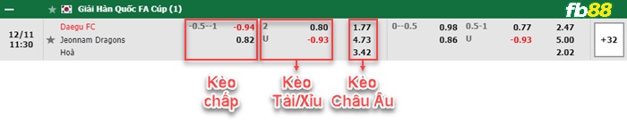 Fb88 bảng kèo trận đấu Daegu vs Jeonnam Dragons