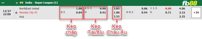 Fb88 bảng kèo trận đấu Northeast United vs Mumbai City