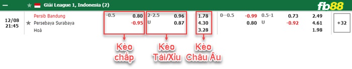 Fb88 bảng kèo trận đấu Persib Bandung vs Persebaya Surabaya