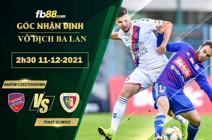 Fb88 tỷ lệ kèo trận đấu Rakow Czestochowa vs Piast Gliwice