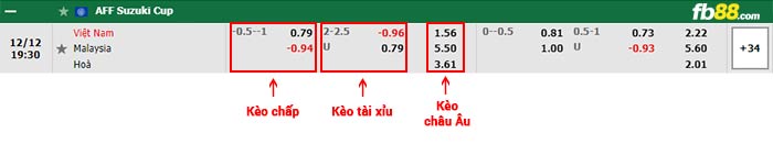 fb88-tỷ lệ kèo chấp Việt Nam vs Malaysia