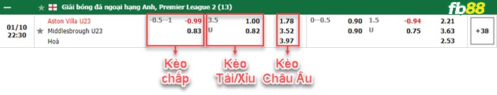 Fb88 bảng kèo trận đấu Aston Villa U23 vs Middlesbrough U23