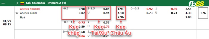 Fb88 tỷ lệ kèo trận đấu Deportivo Cali vs Tolima