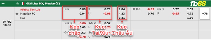 Fb88 bảng kèo trận đấu San Lui vs Mazatlan