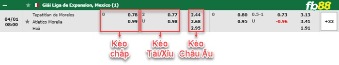 Fb88 bảng kèo trận đấu Tepatitlan Morelos vs Atletico Morelia