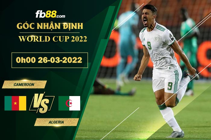 Fb88 soi kèo trận đấu Cameroon vs Algeria