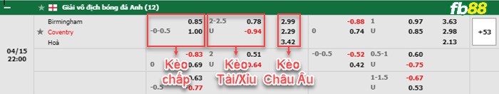 Fb88 bảng kèo trận đấu Birmingham vs Coventry