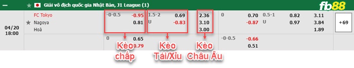 Fb88 bảng kèo trận đấu FC Tokyo vs Nagoya Grampus