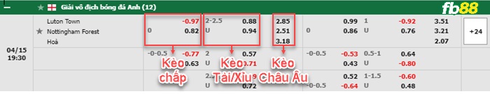 Fb88 bảng kèo trận đấu Luton Town vs Nottingham Forest