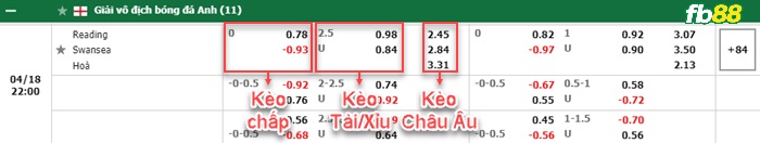 Fb88 bảng kèo trận đấu Reading vs Swansea