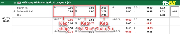 Fb88 bảng kèo trận đấu Suwon FC vs Incheon