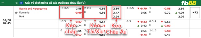 Fb88 bảng kèo trận đấu Bosnia vs Romania
