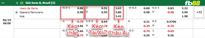 Fb88 bảng kèo trận đấu Vasco da Gama vs Operario Ferroviario