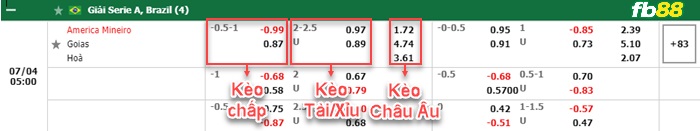 Fb88 bảng kèo trận đấu America MG vs Goias