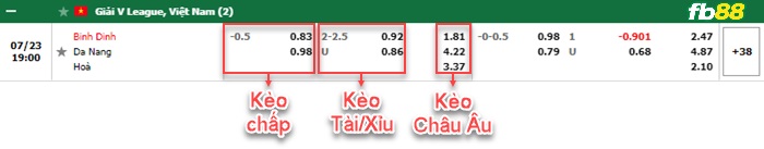 Fb88 bảng kèo trận đấu Bình Định vs Đà Nẵng