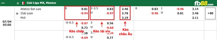 fb88-bảng kèo trận đấu San Luis vs Club Leon