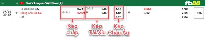 Fb88 bảng kèo trận đấu TP Hồ Chí Minh vs HAGL