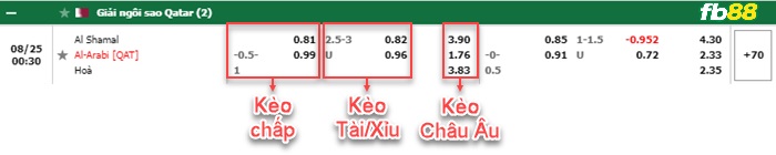 Fb88 bảng kèo trận đấu Al-Shamal vs Al-Arabi