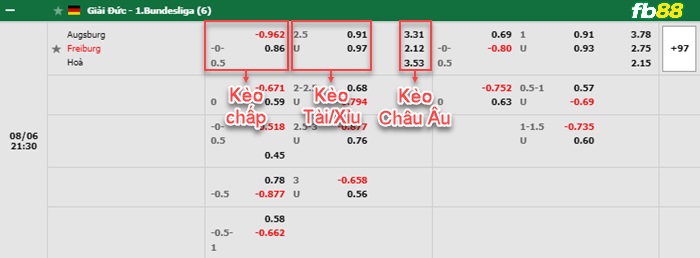 Fb88 bảng kèo trận đấu Augsburg vs Freiburg