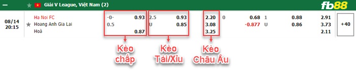 Fb88 bảng kèo trận đấu Hà Nội vs HAGL