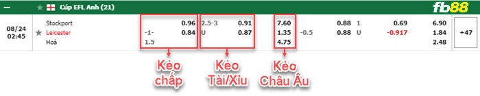 Fb88 bảng kèo trận đấu Stockport vs Leicester