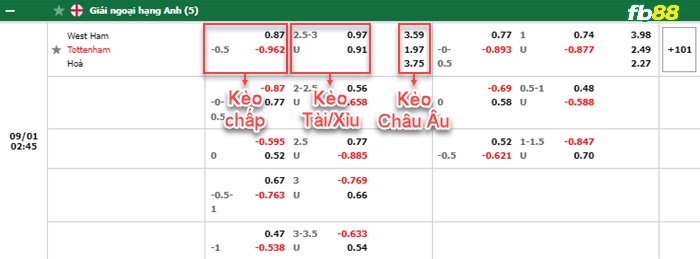 Fb88 bảng kèo trận đấu West Ham vs Tottenham