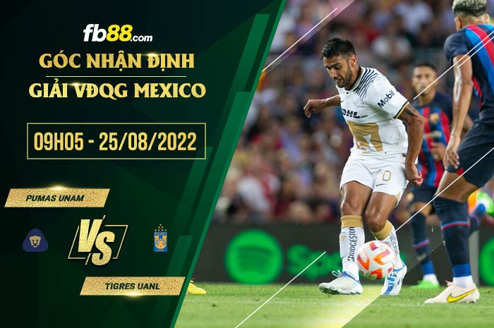 Soi kèo Pumas UNAM vs Tigres UANL 9h05 ngày 25/8/2022