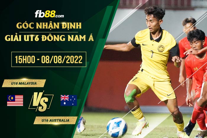 Soi kèo U16 Malaysia vs U16 Australia 15h00 ngày 8/8/2022