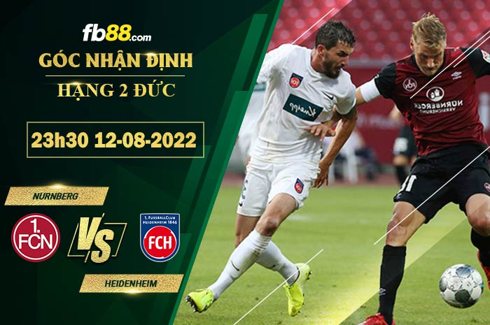 Soi kèo Nurnberg vs Heidenheim 23h30 ngày 12/8/2022