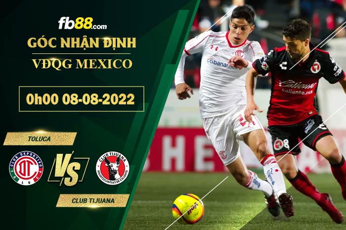 Fb88 soi kèo trận đấu Toluca vs Club Tijuana