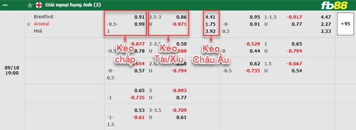 Fb88 bảng kèo trận đấu Brentford vs Arsenal