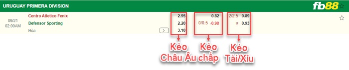 Fb88 bảng kèo trận đấu Centro Fenix vs Defensor