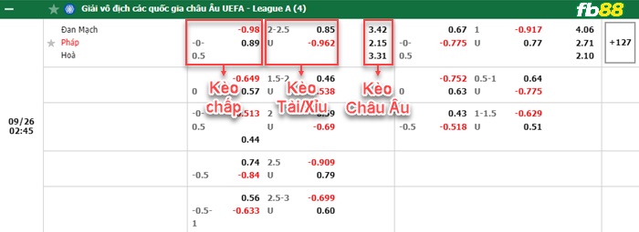 Fb88 bảng kèo trận đấu Đan Mạch vs Pháp