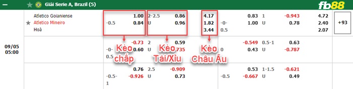 Fb88 bảng kèo trận đấu Goianiense vs Atletico Mineiro