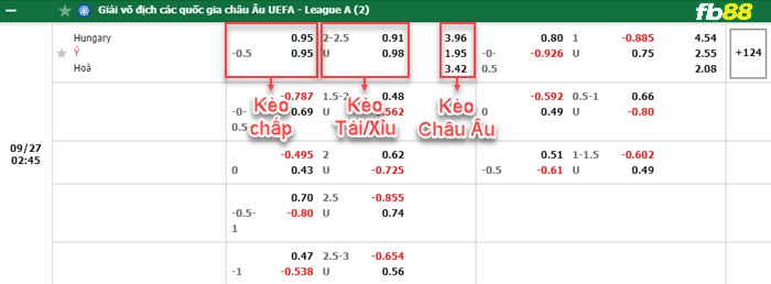 Fb88 bảng kèo trận đấu Hungary vs Italy