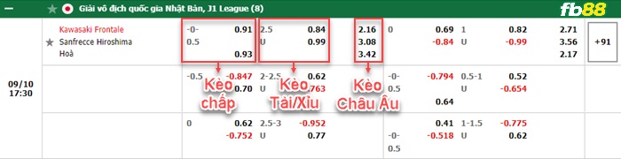 Fb88 bảng kèo trận đấu Kawasaki Frontale vs Sanfrecce Hiroshima