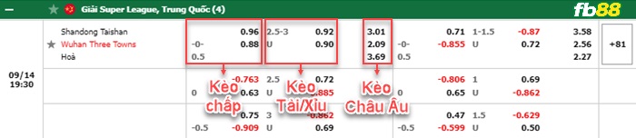 Fb88 bảng kèo trận đấu Shandong Taishan vs Wuhan Three Towns