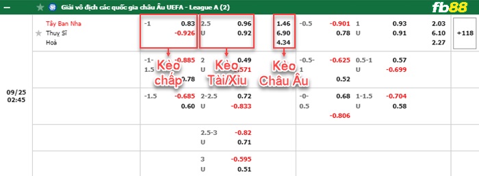 Fb88 bảng kèo trận đấu Tây Ban Nha vs Thụy Sĩ