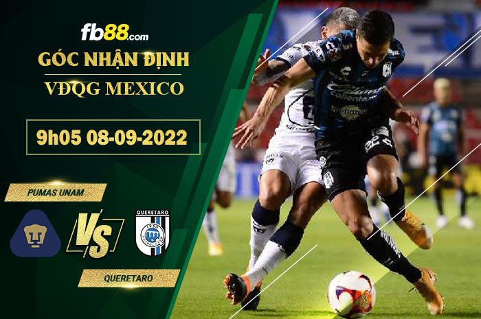 Soi kèo Pumas UNAM vs Queretaro 9h05 ngày 8/9/2022