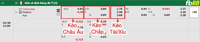 Fb88 bảng kèo trận đấu Cremonese vs Modena