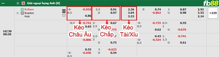 Fb88 bảng kèo trận đấu Fulham vs Everton