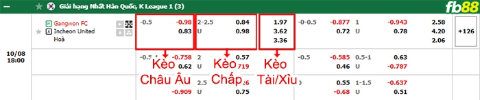 Fb88 bảng kèo trận đấu Gangwon FC vs Incheon