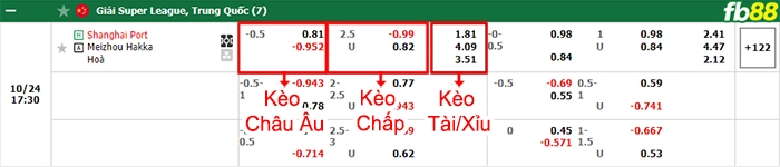 Fb88 bảng kèo trận đấu Shanghai Port vs Meizhou Hakka