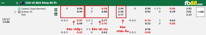 fb88-bảng kèo trận đấu Central Coast vs Sydney FC