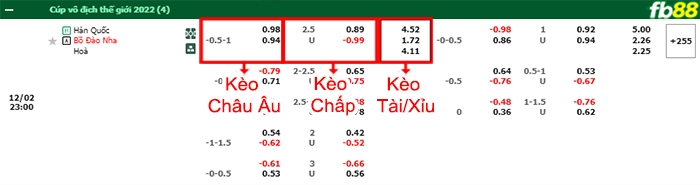 Fb88 bảng kèo trận đấu Hàn Quốc vs Bồ Đào Nha