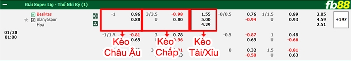 Fb88 bảng kèo trận đấu Besiktas vs Alanyaspor