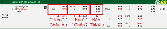 Fb88 bảng kèo trận đấu Birmingham vs West Brom